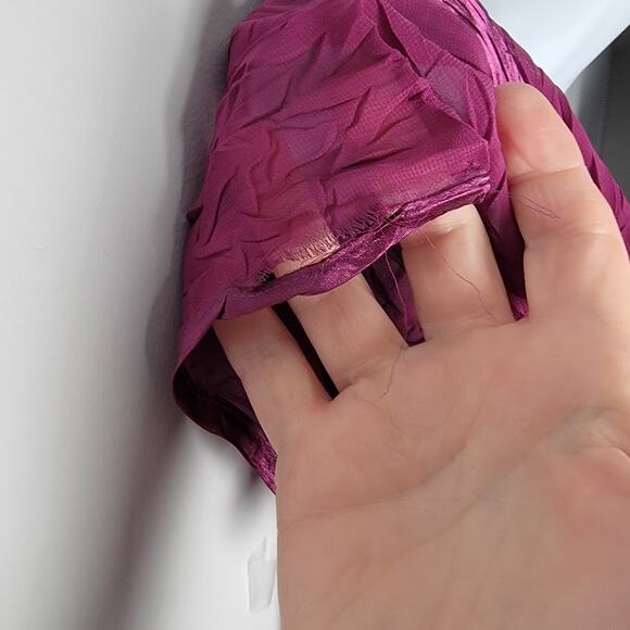 Dressbarn Purple Smocked Midi Dress Sz S Flutter Sleeve Flaw Tear As Is Boho - Picture 3 of 9